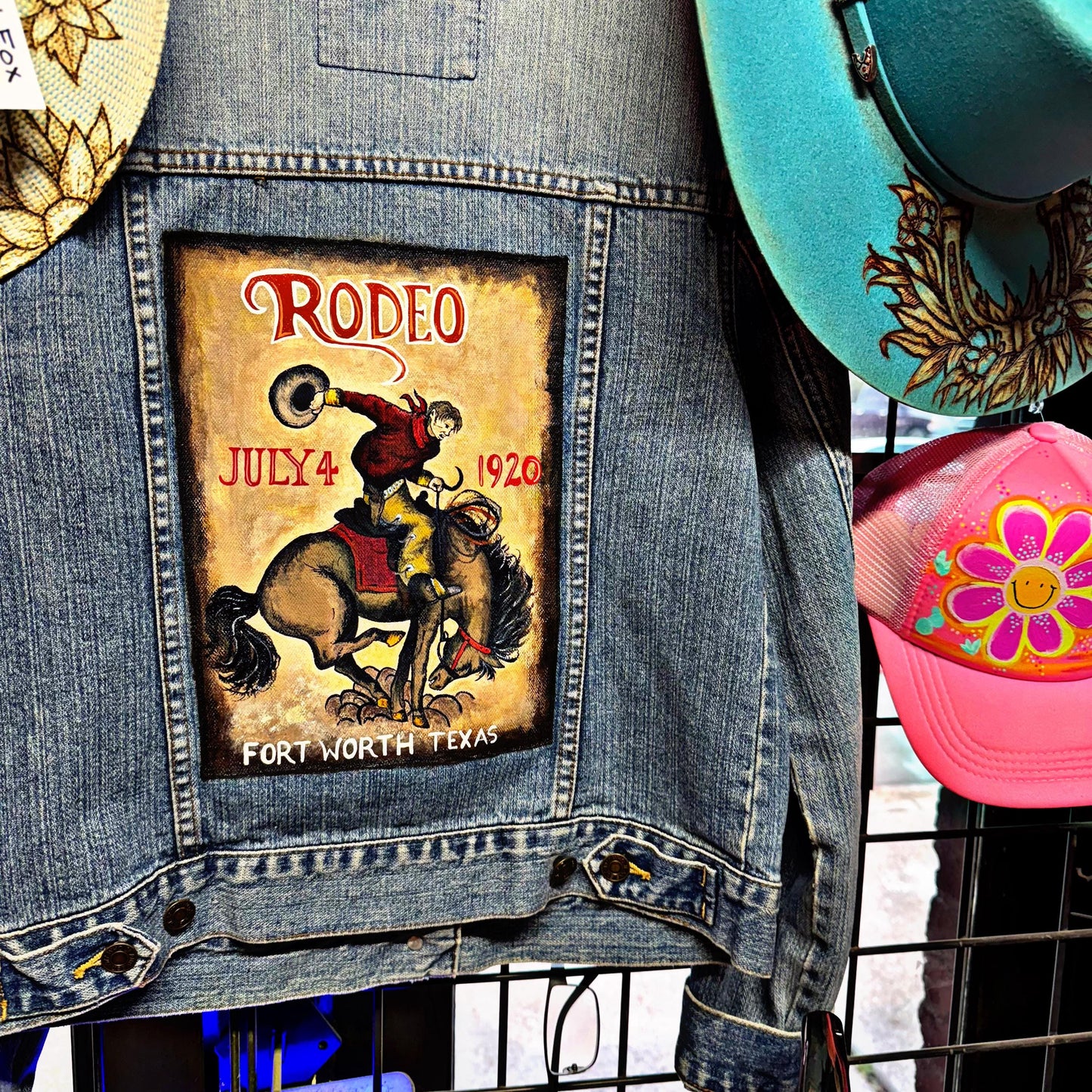 Rodeo a Hand Painted Rodeo Poster Jean Jacket