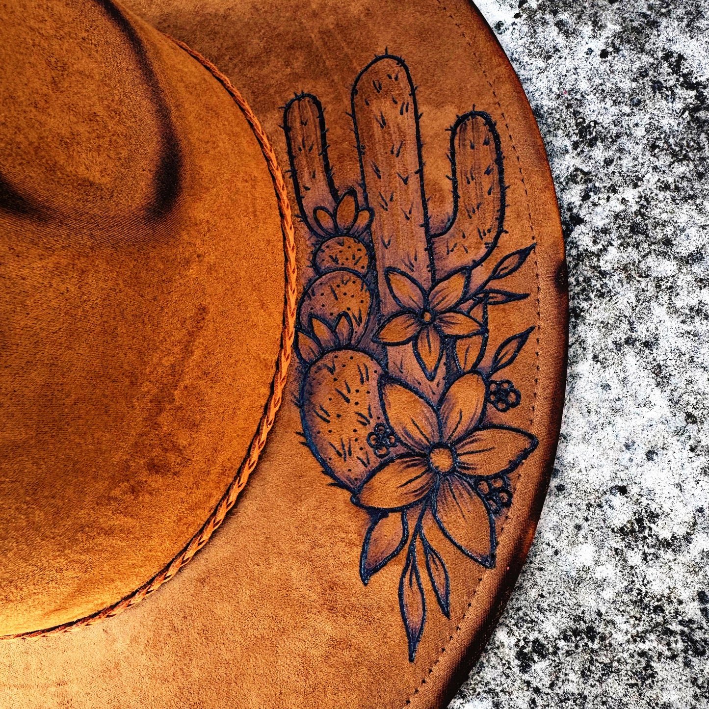 Cactus Dreams | A Hand Burned Western Style Hat