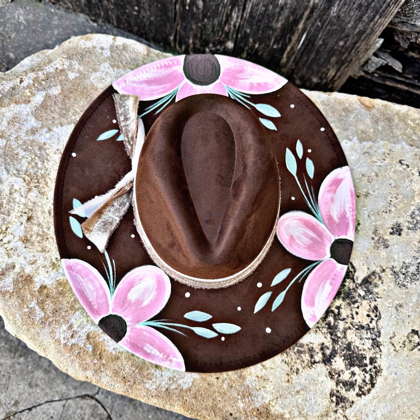 Dark Brown Chic Hand Painted Hat