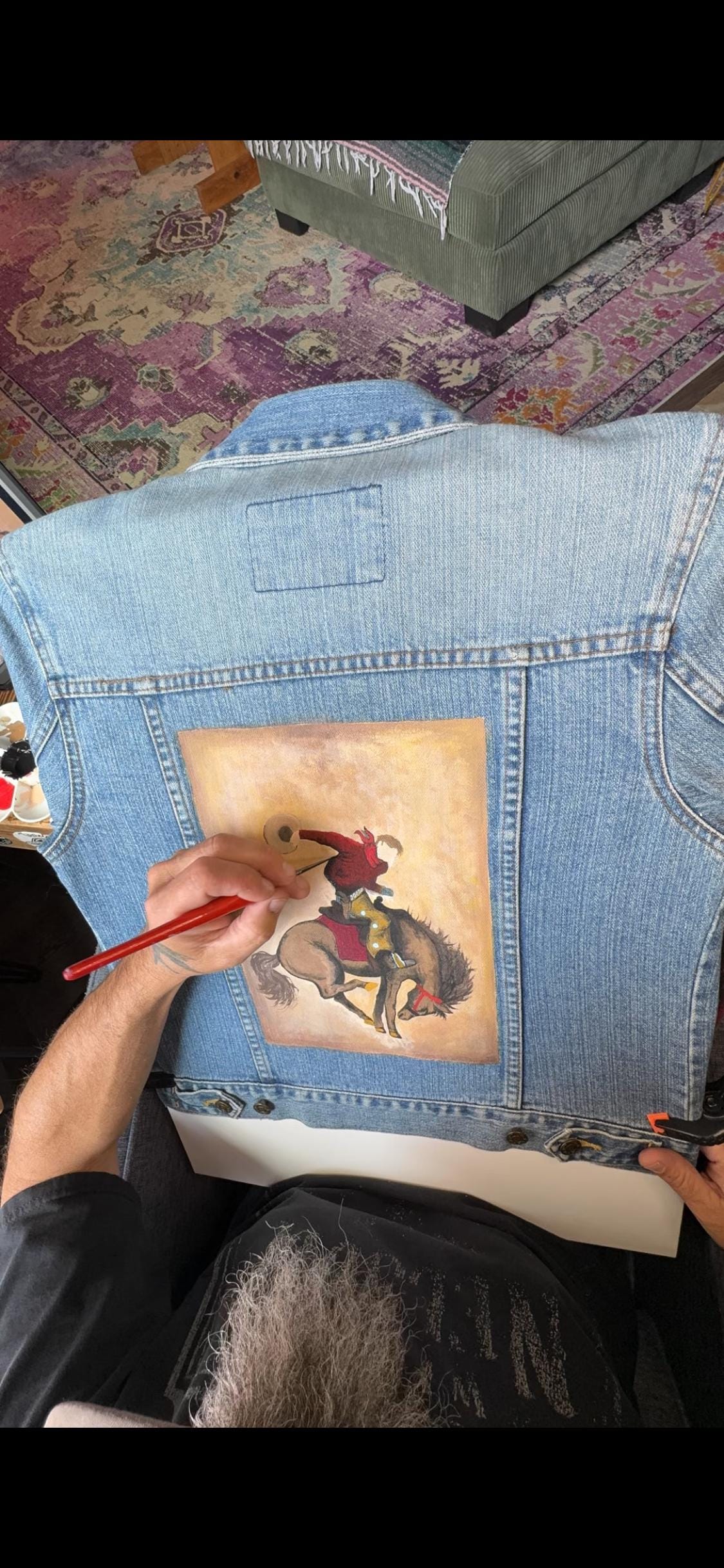 Rodeo a Hand Painted Rodeo Poster Jean Jacket