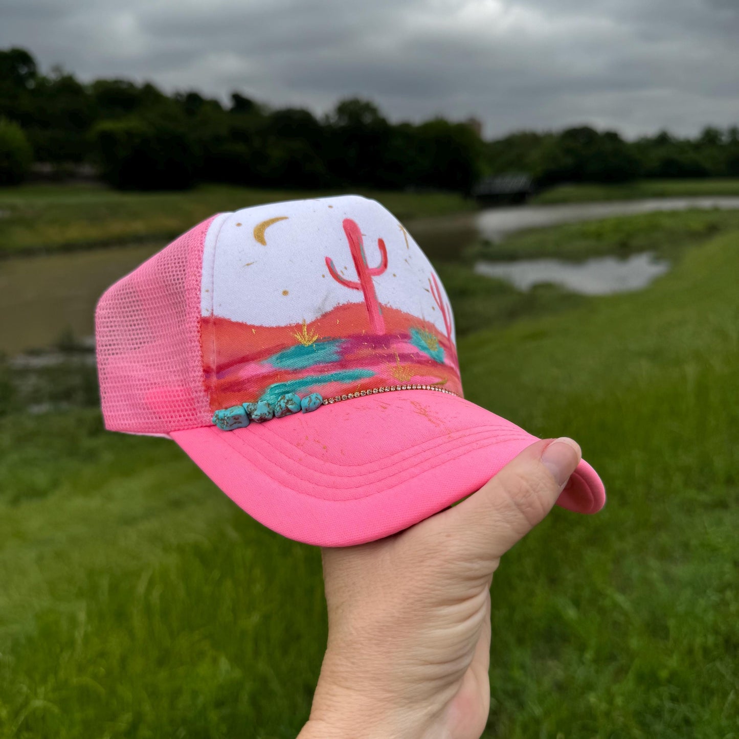 Neon Cactus | A Handpainted Trucker Hat