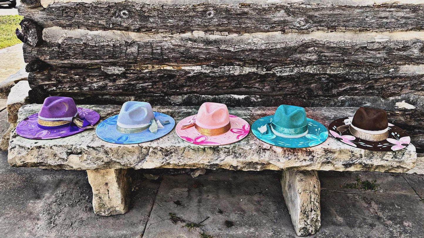 Dark Brown Chic Hand Painted Hat