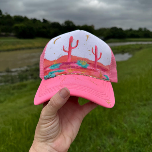 Neon Cactus | A Handpainted Trucker Hat