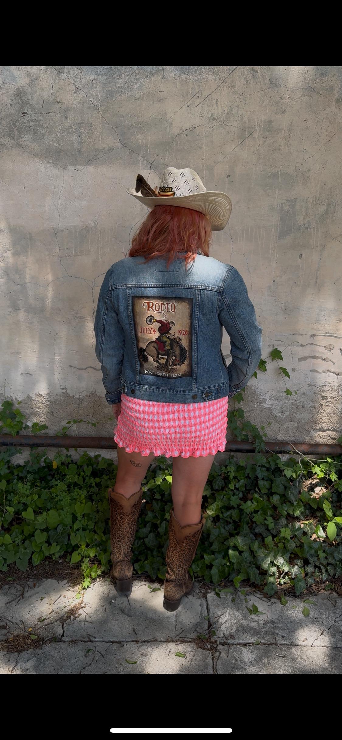 Rodeo a Hand Painted Rodeo Poster Jean Jacket
