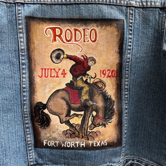 Rodeo a Hand Painted Rodeo Poster Jean Jacket