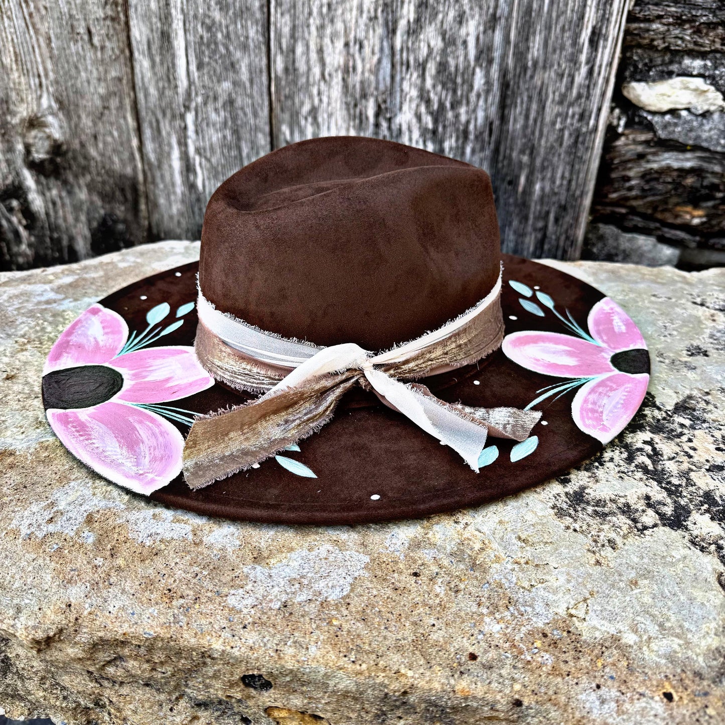 Dark Brown Chic Hand Painted Hat