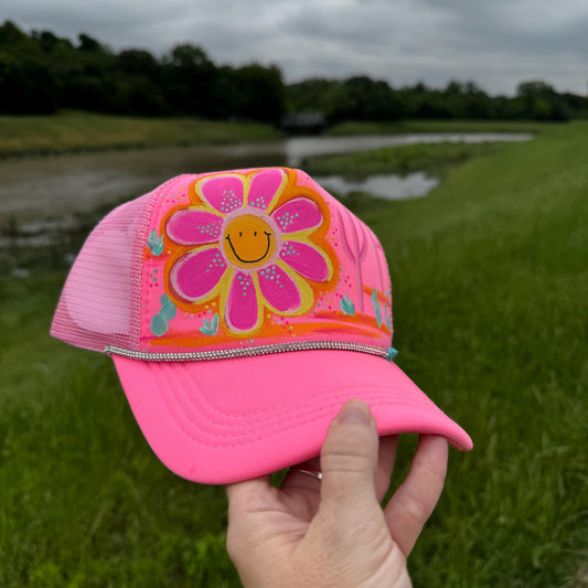 Happy Little Cactus| A Handpainted Trucker Hat
