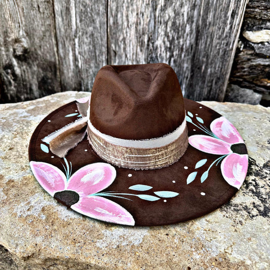 Dark Brown Chic Hand Painted Hat